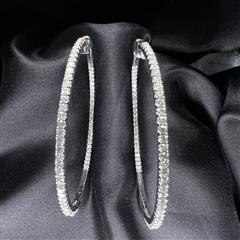 14K WHITE GOLD 2CTW DIAMOND INSIDE-OUT HOOP EARRINGS